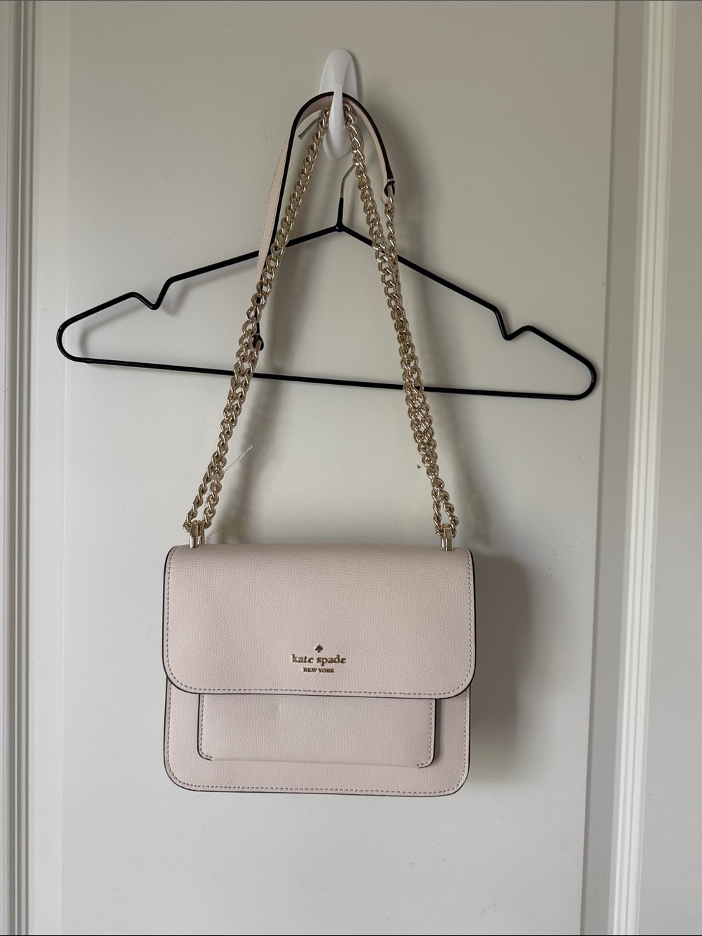 kate spade pale pink leather shoulder bag with gold chain
